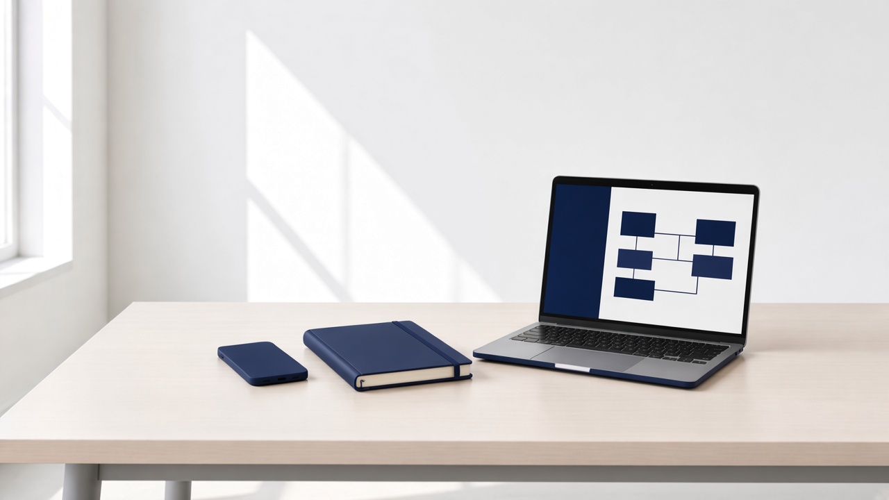 a phone a notebook and a laptop with the same layout
